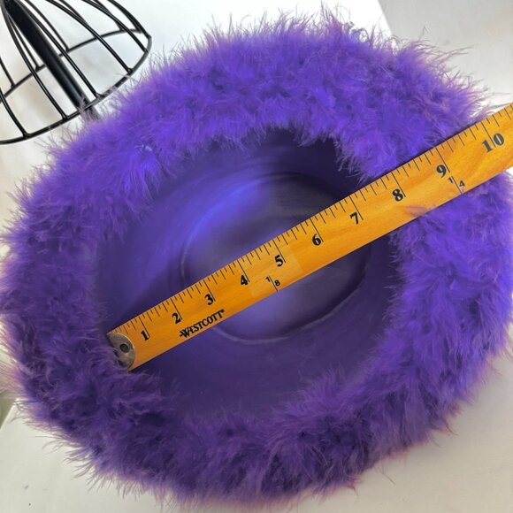 Furry Purple Bucket Hat Fluffy Faux Fur Halloween Costume Feather Fur - Picture 4 of 6